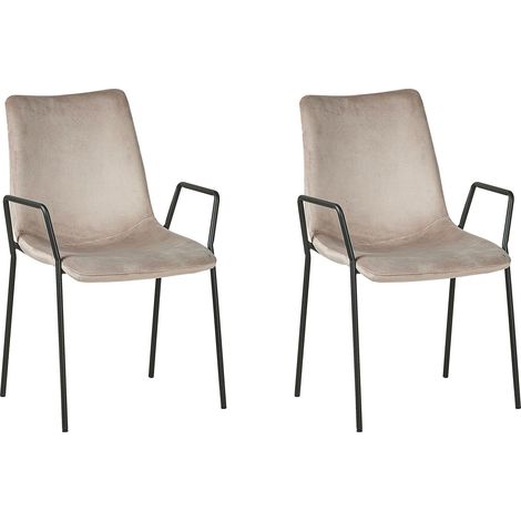 Set of 2 Dining Chairs JEFFERSON Velvet Taupe (1/5)