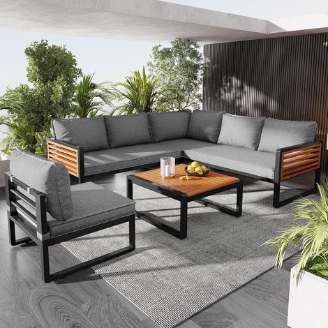Gegtuon Gartenmöbel-Sitzgruppe 5-teilig für 5-6 Personen Grau (1/5)