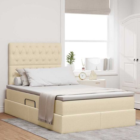 Bett mit Stauraum und LED mit LED Creme 120 x 190 cm Polyester