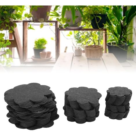 Tampons de Trou de Pot de Plantation, Joint de Drainage de Fond de Pot de bonsaï en Forme de Fleur, Tapis perméables à l'eau Respirants 150 pièces (Negro) (1/5)