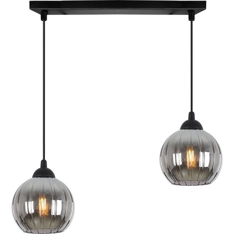 Suspension Costa noire, 2 lampes, boule graphite, E27 (1/5)
