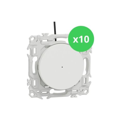 Schneider - Odace 2025 - LOT de 10 Va-et-vient ou poussoir lumineux/tu00e9moin LED verte 0,15mA - Blanc craie - Ru00e9f : S920263 x 10 (1/5)