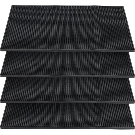 Lot de 4 tapis de bar en caoutchouc noir, 45 x 30 cm, tapis de service de bar en caoutchouc pour vaisselle, séchage du verre (1/5)