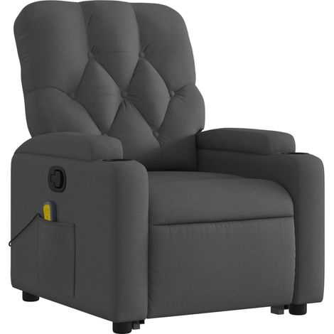 Poltrona relax TV funzione massaggio reclinabile sollevamento elettrico in tessuto grigio scuro DEC026938