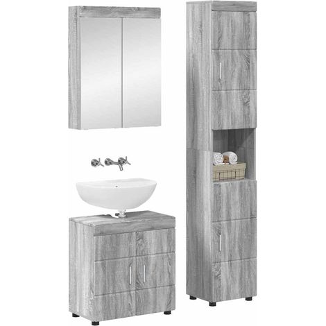Maison Exclusive - Badezimmermöbel-Set TULUM 3 pcs Graues Sonoma