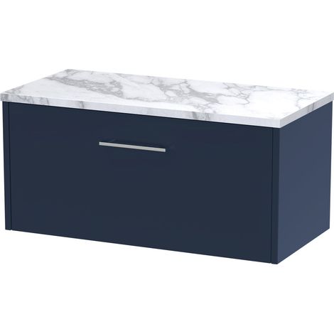 Winshill Contemporary 1 Drawer Wall Hung Vanity Unit with Laminate Worktop, 800mm