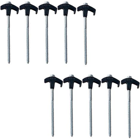 Piquets de tente noirs à visser, Piquets de tente, Piquets de tente filetés en métal, Piquets de tente robustes (1/4)