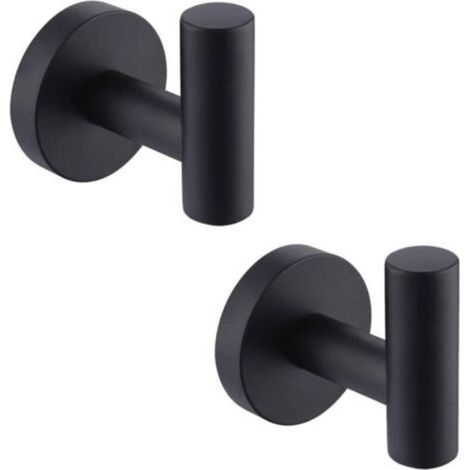 Crochet porte-serviettes pour salle de bain, lot de 2 crochets muraux pour peignoirs, crochet pour manteau en acier inoxydable SUS 304,pour salle de bain, cuisine, bureau et armoire (noir, lot de (1/4)