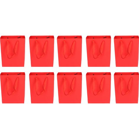 10 Sacs Cadeaux Rouge Simples pour Noël Anniversaire Fêtes Cadeaux Emballage Papier (1/5)