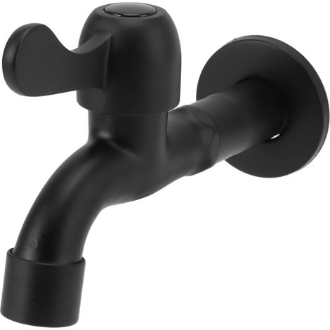 Robinet d'eau en acier inoxydable 304, calibre G1/2, montage mural, modèle long, robinet d'eau froide simple, robinet pour réservoir de serpillière noir (1/5)