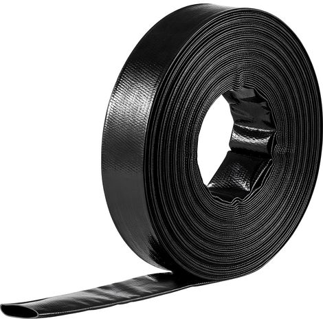 Mophorn Tuyau de refoulement 2" x 30,48 m en PVC plat, conçu pour les pompes de lavage à contre-courant, il est compatible avec les filtres à sable et les pompes de piscine, noire (1/5)