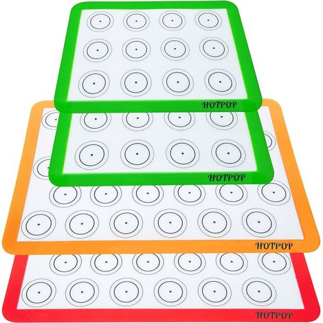 Lot de 4 tapis de cuisson réutilisables pour macarons, 0,75 mm (2 demi-plaques et 2 quarts de plaques), tapis de cuisson antiadhésifs pour biscuits (1/5)