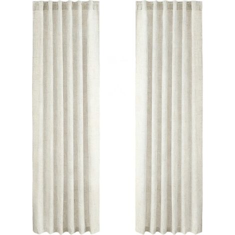 Panneaux de fenêtre 2 pièces, rideau-couleur naturelle W127 214