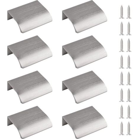 UlisemFinger maniglia laterale, 8 pezzi maniglia nascosta maniglia per cassetto in stile moderno, maniglia invisibile in lega di alluminio maniglia per mobiletto maniglia per cassetto, 50 mm / nichel  (1/4)