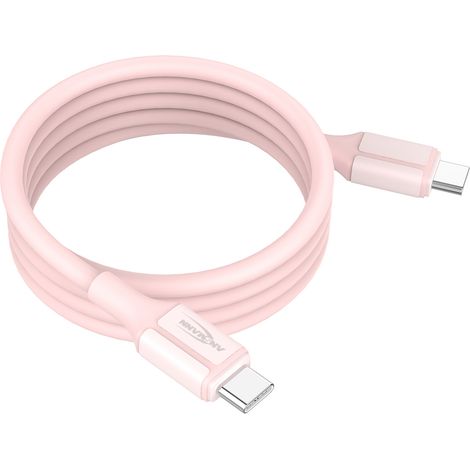 ANSMANN USB C Magnet Ladekabel 60W, Ordentlich & kompakt, Silikonkabel rosa (1/5)