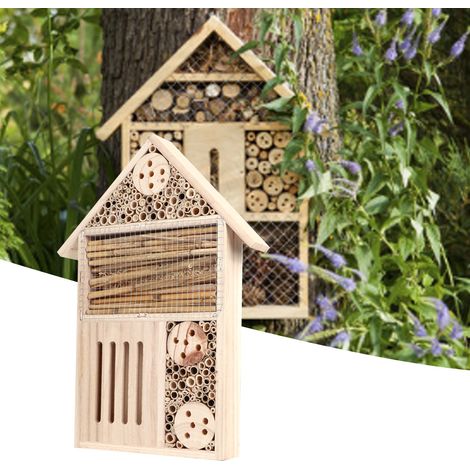 Insektenunterstand aus Holz für den Garten – Natürliches Bienenhotel, Nest und Außendekoration (Modell B) (1/5)