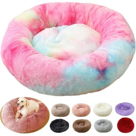 Lit panoramique pour chien Doux, Coussin moelleux Donut pour grands chiens 100cm Rose