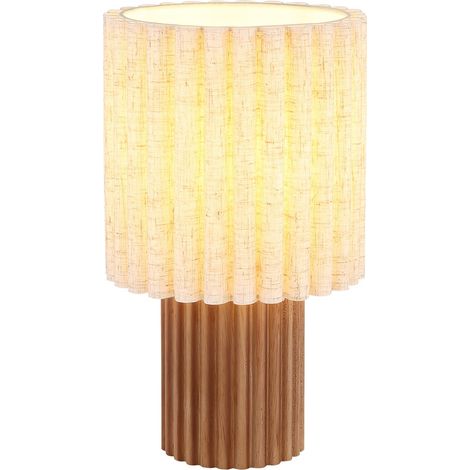 Lampada da tavolo Lampada da tavolo per camera da letto con interruttore Legno marrone E27 H 30 cm (1/5)