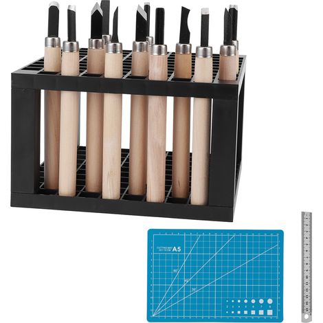 jeu d'outils de sculpture sur bois, acier au manganèse, porte-outils à main professionnel pour le travail du bois C1 (1/5)
