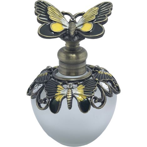 Schmetterlings-Parfümflakon aus Metall und Glas – Vintage-Stil mit Schmetterlingsdetails