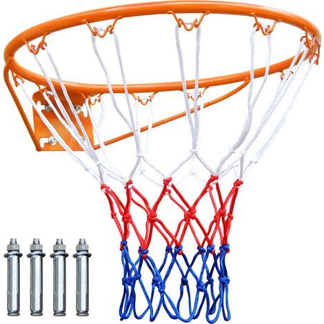 Panier de basket-ball de remplacement de 45,72 cm (18 pouces), mural ou à fixer sur porte, flexible et robuste avec filet inclus, compatible avec les supports encastrés et muraux, usage intérieur et e (1/5)