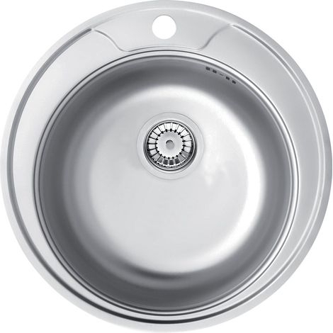Fregadero de cocina de acero inoxidable cepillado de Ø48 cm con orificio para grifo Deante TWIST ZHC0813 acero inoxidable cepillado (1/5)