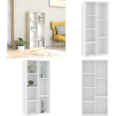 Bücherregal Weiß 50×25×106 cm Holzwerkstoff - Bücherregal - Holzmöbel - Weißes Möbelstück - Regal - Aufbewahrung - Home & Living