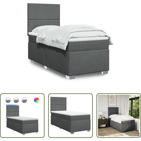 Matratze - Boxspringbett mit Matratze Dunkelgrau 100x200 cm Stoff (1/5)