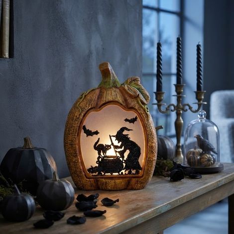 Illuminated Spooky Witch Pumpkin Ornament (1/2)