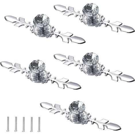 Bouton de Meuble 5 Pièces Bouton de Porte Diamant Poignee de Meuble Diamant Bouton de Meuble Vintage avec Poignée de Tiroir Poignée de Tiroir avec Vis Accessoire,170mm (1/3)