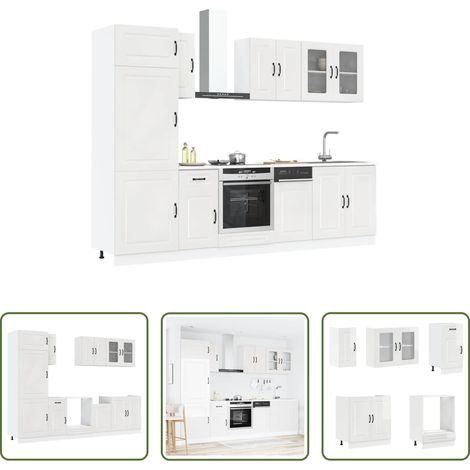 vidaXL Küchenregal - 8-tlg. Küchenschrank-Set Kalmar Kalmar Hochglanz-Weiß Holzwerkstoff (1/5)