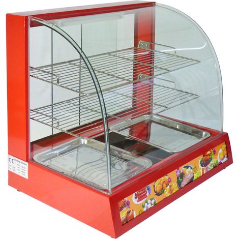 KuKoo Aufsatzvitrine Heiße Theke Warmhaltevitrine Vitrine Warmhaltetheke Warmhaltevitrine Heißtheke Wärmevitrine Speisevitrine Rot 60cm 1200W