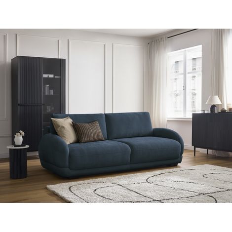 BOBOCHIC - Canapé droit convertible coffre MONICA Bleu foncé (1/5)