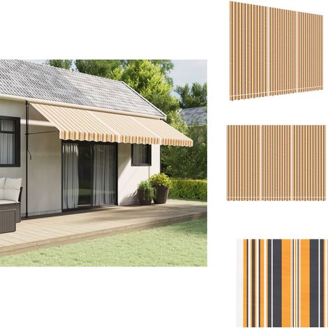 Tissu de remplacement pour auvent rayures multicolores 5x3,5 m - Toile De Store - Tissu D'auvent - Auvent De Jardin - Parasol - Abri Solaire (1/5)
