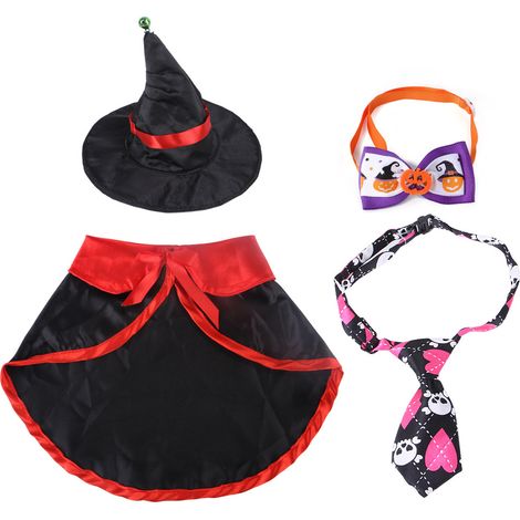 Costume Chat Chien - Cape Et Chapeau Sorcier Pour Animaux De Compagnie - Costume Thème Magie Pour Fête D'Halloween Et Célébrations - Taille Unique (1/5)