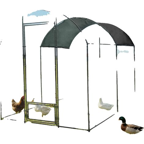 Poulailler, 80 % Fer, Dimensions : 203 x 302 x 220 cm, Accueille 20 Poules, Convient pour une Utilisation en Extérieur, Housse Résistante aux Intempéries (1/5)