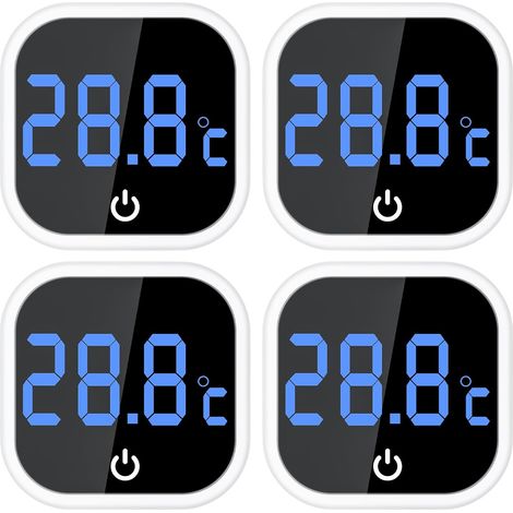 Lot de 4 thermomètres d'aquarium numériques Mini avec affichage LED et haute précision Thermomètre LED USB sans fil Capteur de température pour eau douce et eau de mer Écran tactile (1/5)