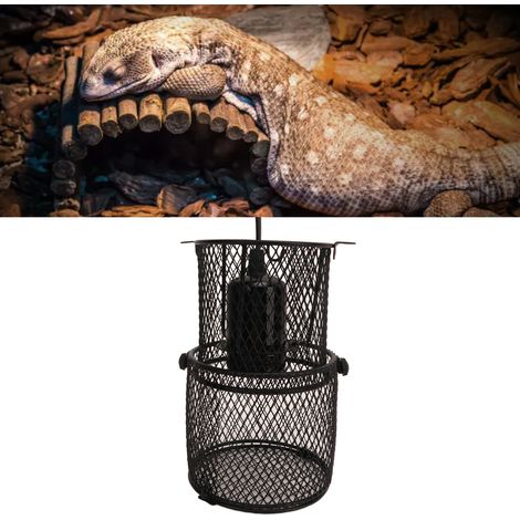 Douille E27 en céramique pour reptiles, avec interrupteur chauffant, cage télescopique et filet de protection, norme européenne 220-240 V. (1/5)