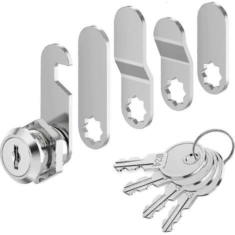 Serrure de boîte aux lettres avec 4 clés, 5 plaques de verrouillage différentes incluses, serrure de 16 mm, serrure à levier pour boîtes aux lettres et portes de placards (1/5)