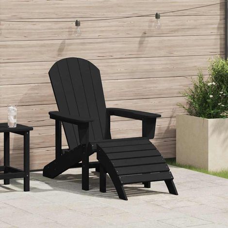 Chaise Adirondack avec coussin Noir 74 x 82 x 92cm HDPE