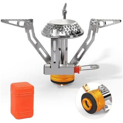 Réchaud à gaz de camping 3000 W - Avec allumage piézoélectrique - Coupe-vent - Petit et portable - Pliable - Brûleur à gaz - Pour extérieur, pique-nique, trekking, randonnée (1/5)