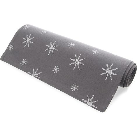 Cotton table runner grey petal 130x32 cm