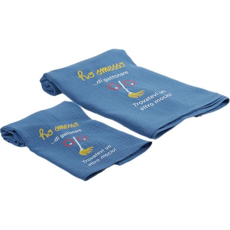 Set Asciugamani Bagno Bambini 2 Pezzi Cotone Morbido Azzurro (1/5)