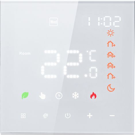 Thermostat Chauffage Électrique Mural 86x86mm Écran Tactile ±0,5°C, Régulateur WiFi 16A Compatible Radiateurs pour (1/5)