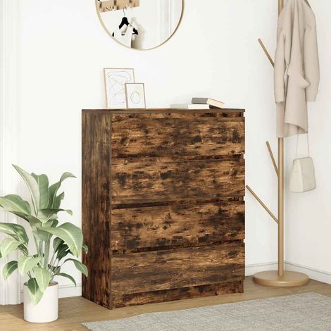 Buffet de rangement en bois d’ingénierie chêne fumé 80 x 35 x 99 cm - PANGIVO (1/5)
