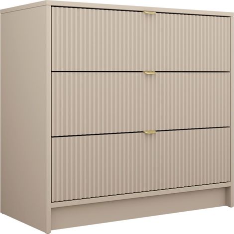 Commode beige moderne sans tiroirs – Dimensions 75x80x40cm – MDF stratifié avec bords protégés en ABS – Poignées en métal
