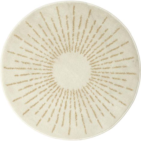 Tapis Rond - HOME DECO KIDS - Soleil - Fil Métallisé - Crème - 80 cm (1/4)