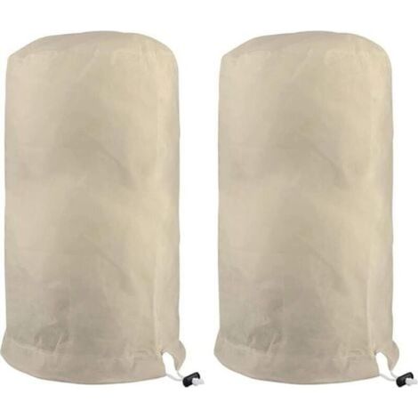 Lot de 2 housses d'hivernage pour plantes, housses d'hivernage pour arbres, housses de protection pour tomates et citronniers, non tissées (80 x 100 cm, beige) (1/3)