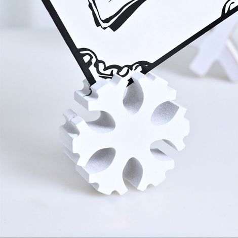 Support Pour Carte De Visite - Base Décorative Flocon De Neige - Pour Décoration De Table De Noël Intérieure - Lot De 2 - Blanc (1/3)