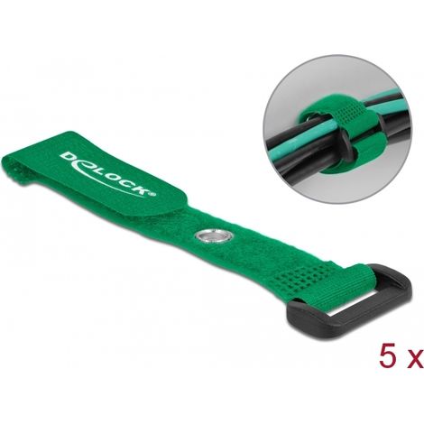 Delock Brida de cable con lazo y ojal de sujeciÃ³n LA 150 x AN 20 mm verde 5 piezas